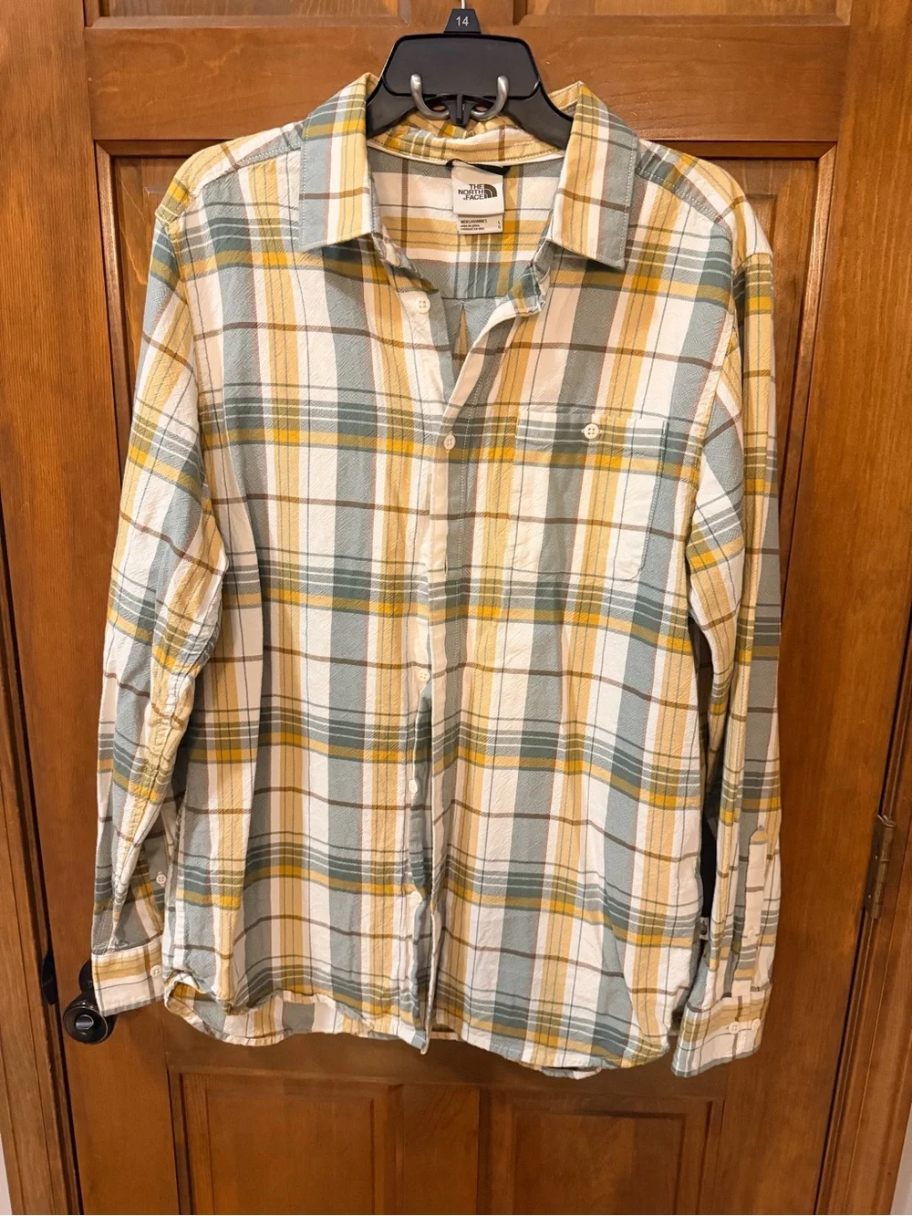 The North Face Men's Plaid Button-Down Shirt in Yellow, Green & White